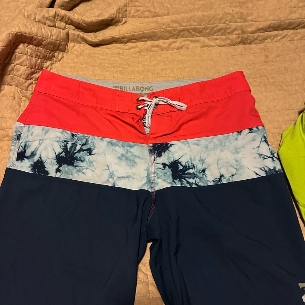 Billabong Coral and Blue Swim Trunks